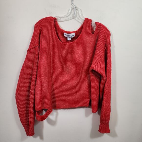 Wildfox Couture red very oversized buffy cut out sweater woman's size small - Picture 2 of 9